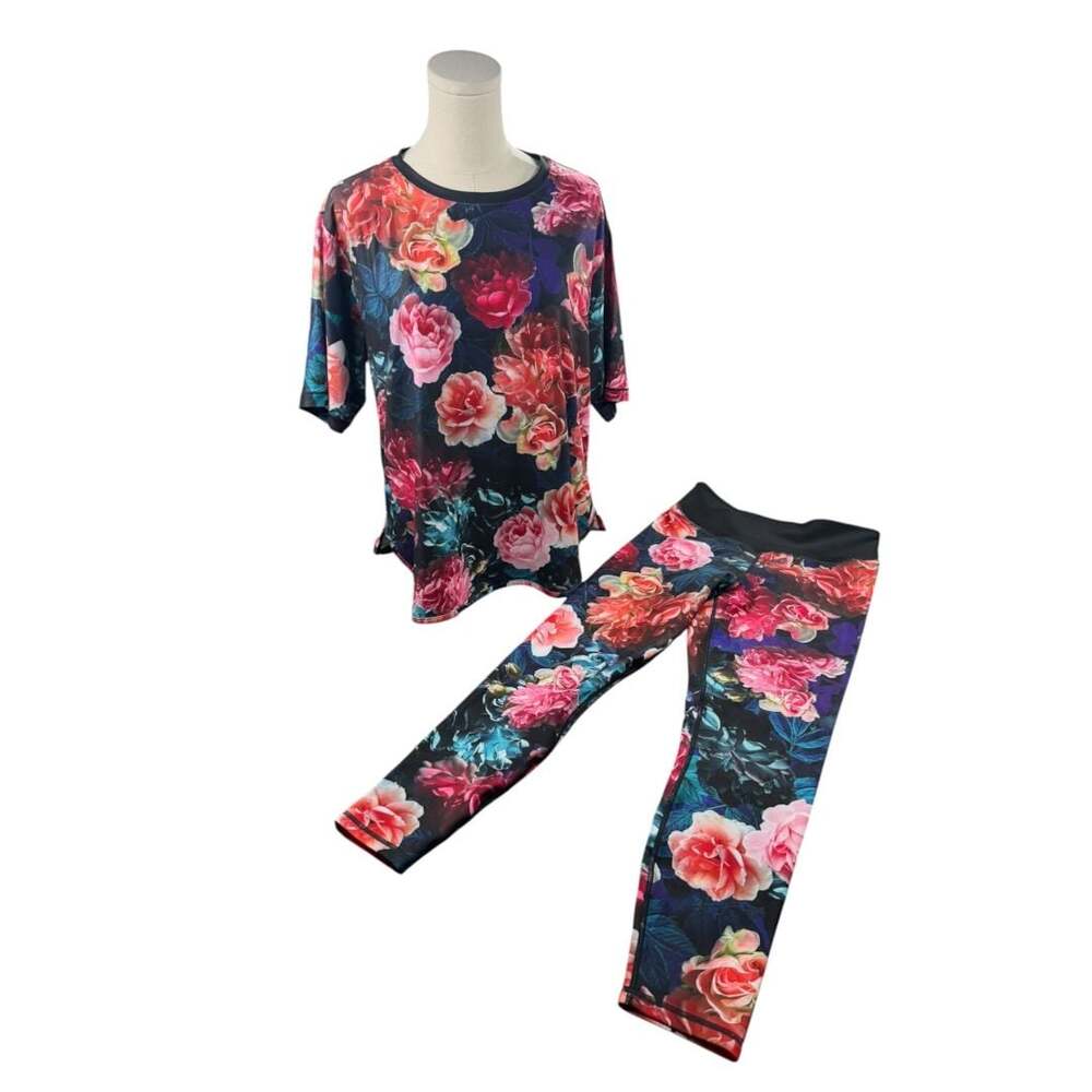 Johnny Was Active Floral Print 2-Piece Set Size M